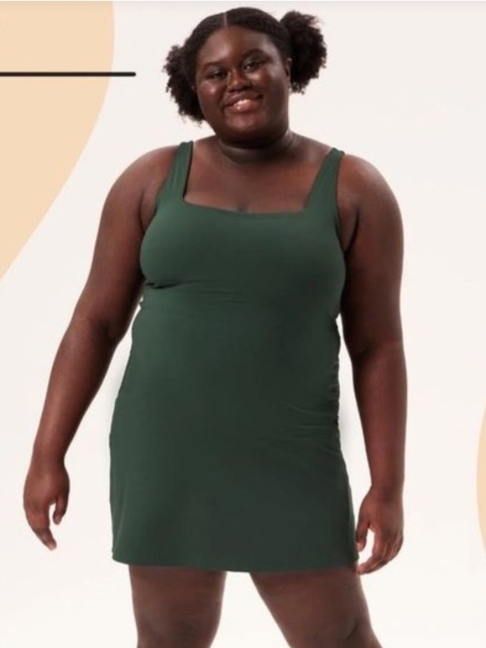 Girlfriend Collective Tommy Forest Green Square Neck Activewear Dress